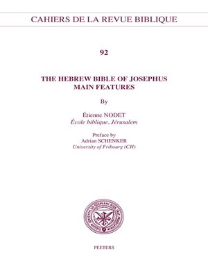 cover image of The Hebrew Bible of Josephus